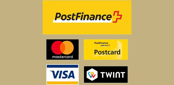 Zahlungsmittel PostCard und PostFinance aktiviert